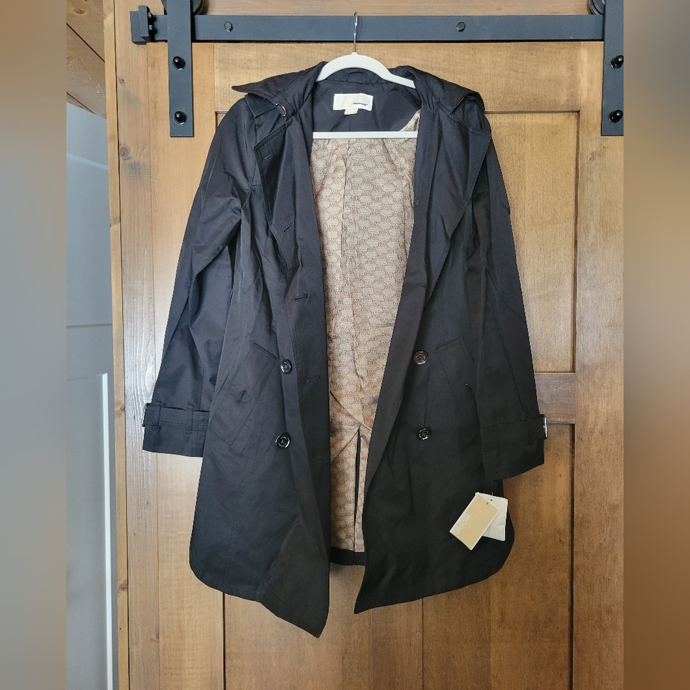 NWT 2nds Micheal Kors Trench Coat Black XS *missing belt